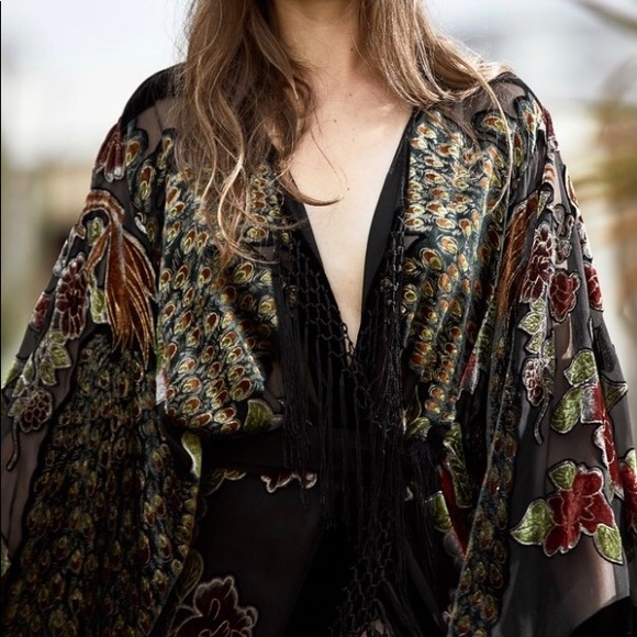unbranded Other - Black guilded cage fringe boho robe duster velvet
